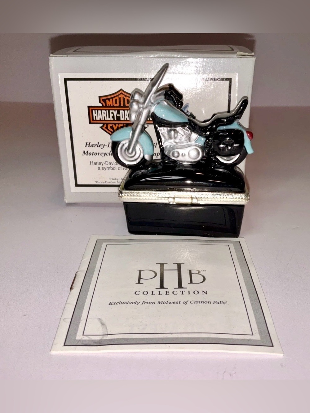 Harley-Davidson PHB Collection Trinket Box Motorcycle With Box & Biker Cap